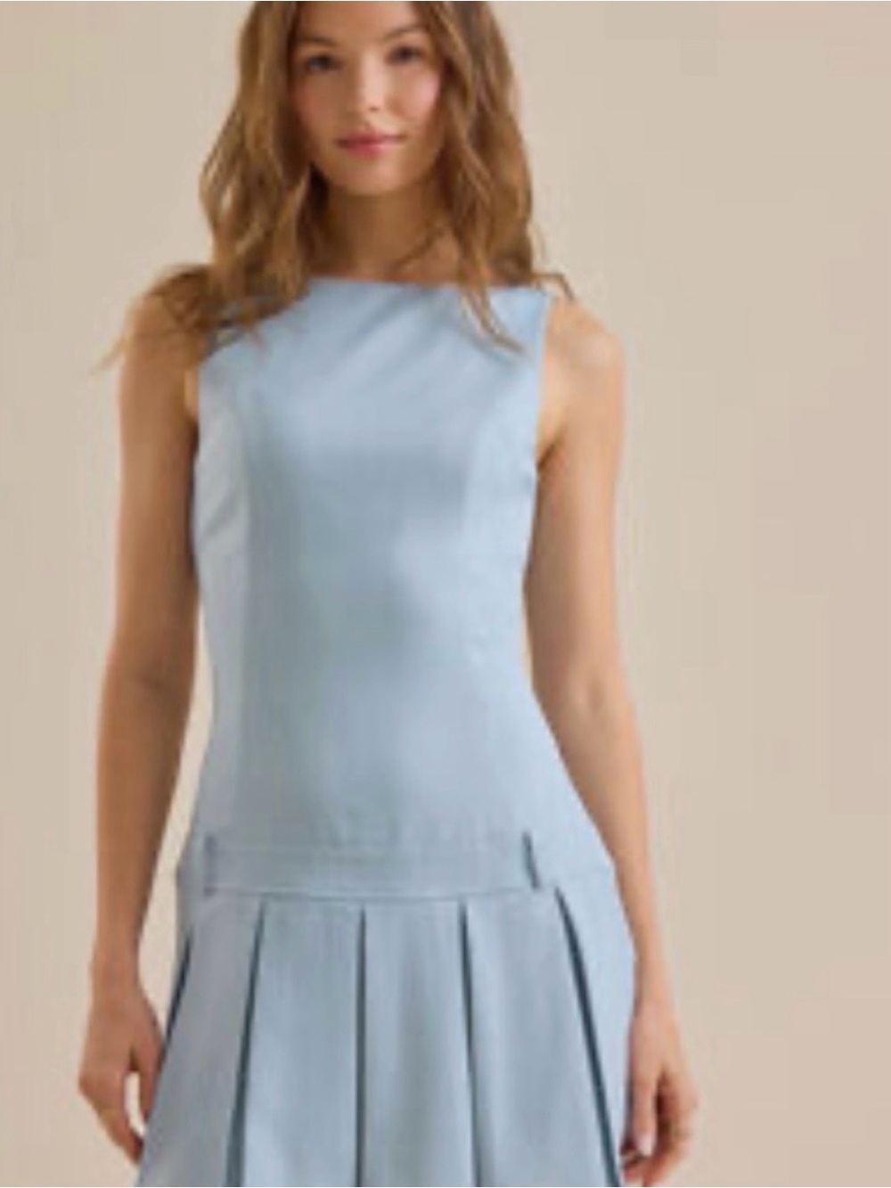 Altar’d State Dusty Blue Sleeveless Pleated Dress